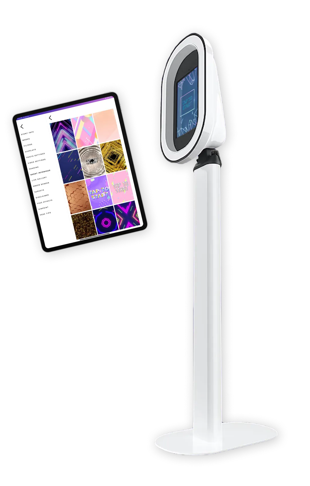 Salsa booth and iPad mockups with Sala app 